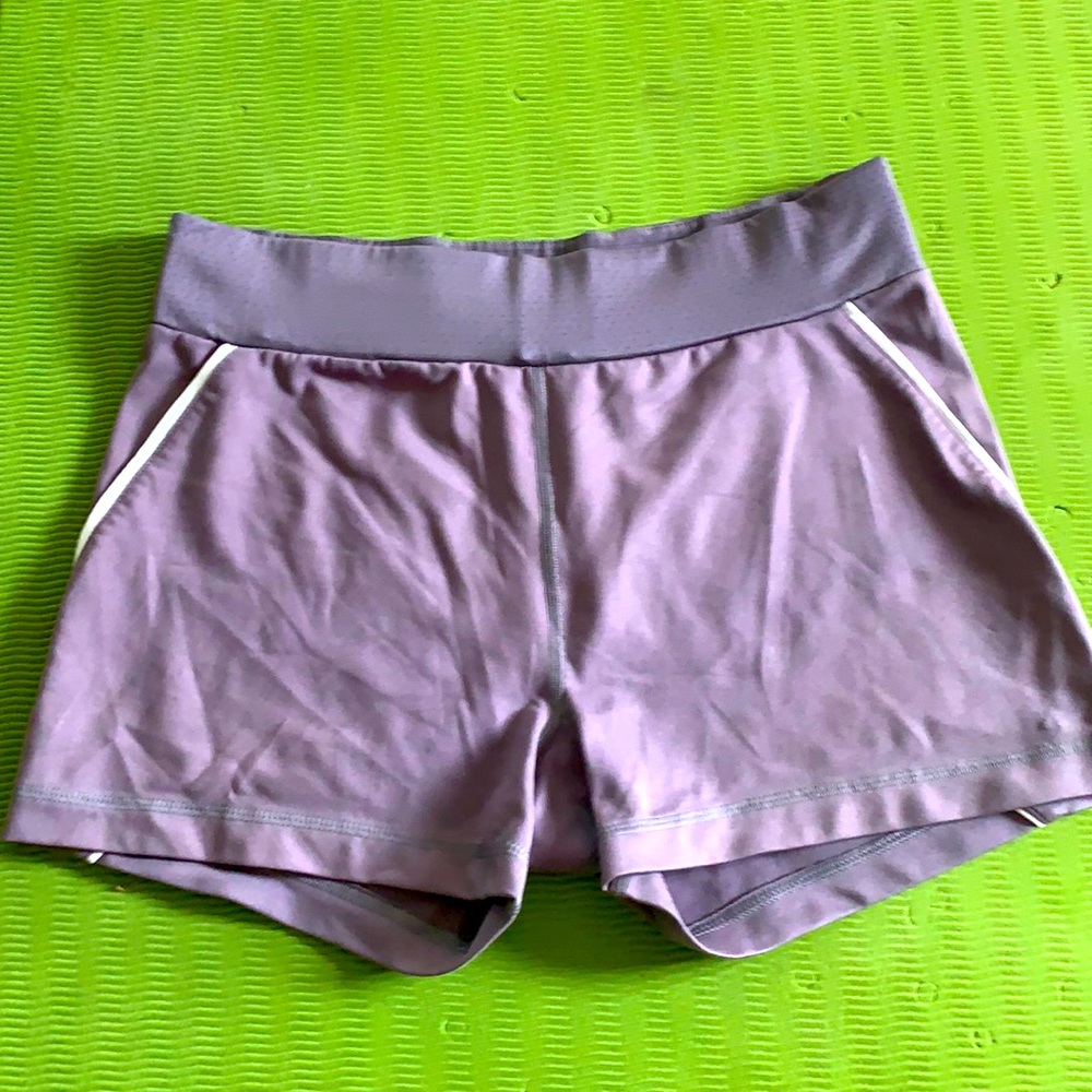 Adidas purple shorts.